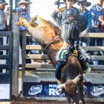 MI118097-Livingstone Cowboy Brady Curriez marks 68pts in section 4 of the Paradise Outdoor Advertising 2n Divi Bull Ride