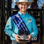MI218119-Morayfield cowboy and Mount Isa Mines Rodeo Steer Wrestling debutant Troy Wilkinson wins the 2022 DD Group Steer Wrestling Championship title